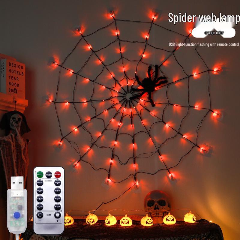 LED Spider Web String Lights - Halloween Room Decor