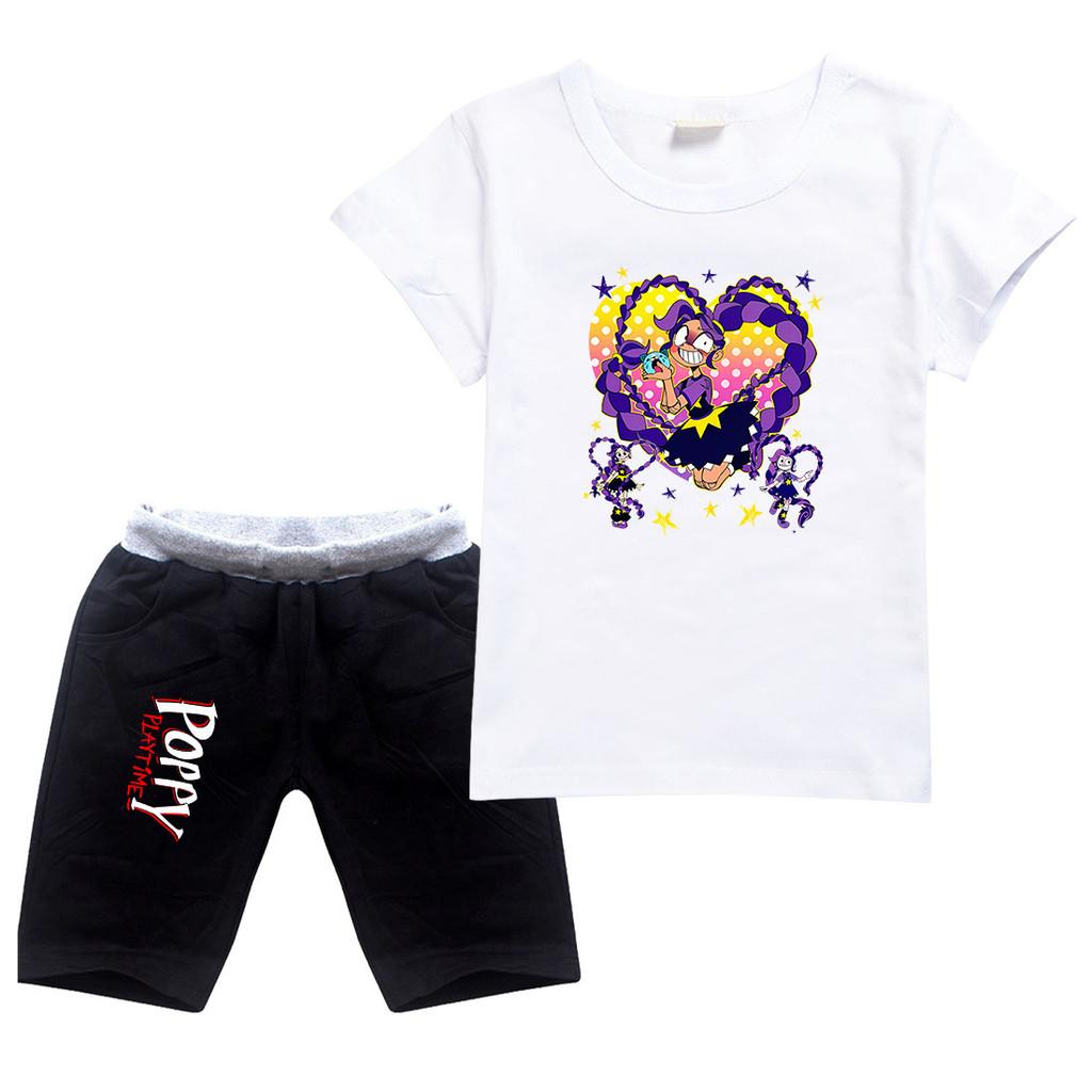 4142  Kids Girls Lily Lovebraids Printed Top Shorts Clothes Sets 100cm белый