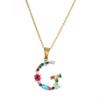 Colourful Crystal CZ 26 Capital Initial Letters Pendant Necklace For Women Gold Pendant Necklace Initial Jewelry