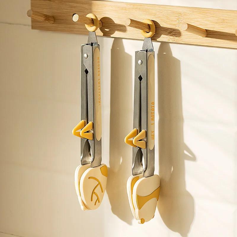 

Silicone Food Clip Kitchen Stainless Steel Korean Style Barbecue Clip Heat-resistant Steak Clip Barbecue and Baking Supplies