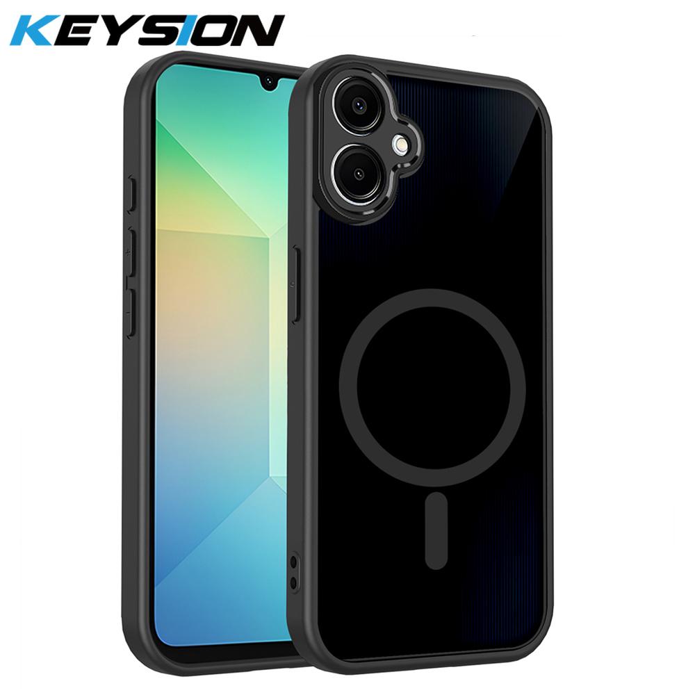 

KEYSION Magnetic Phone Case for Samsung A07 A06 A05 Silicone+PC Matte Translucent Clear Shockproof Cover for Galaxy A05 A06 A07 for Samsung A05 чорний
