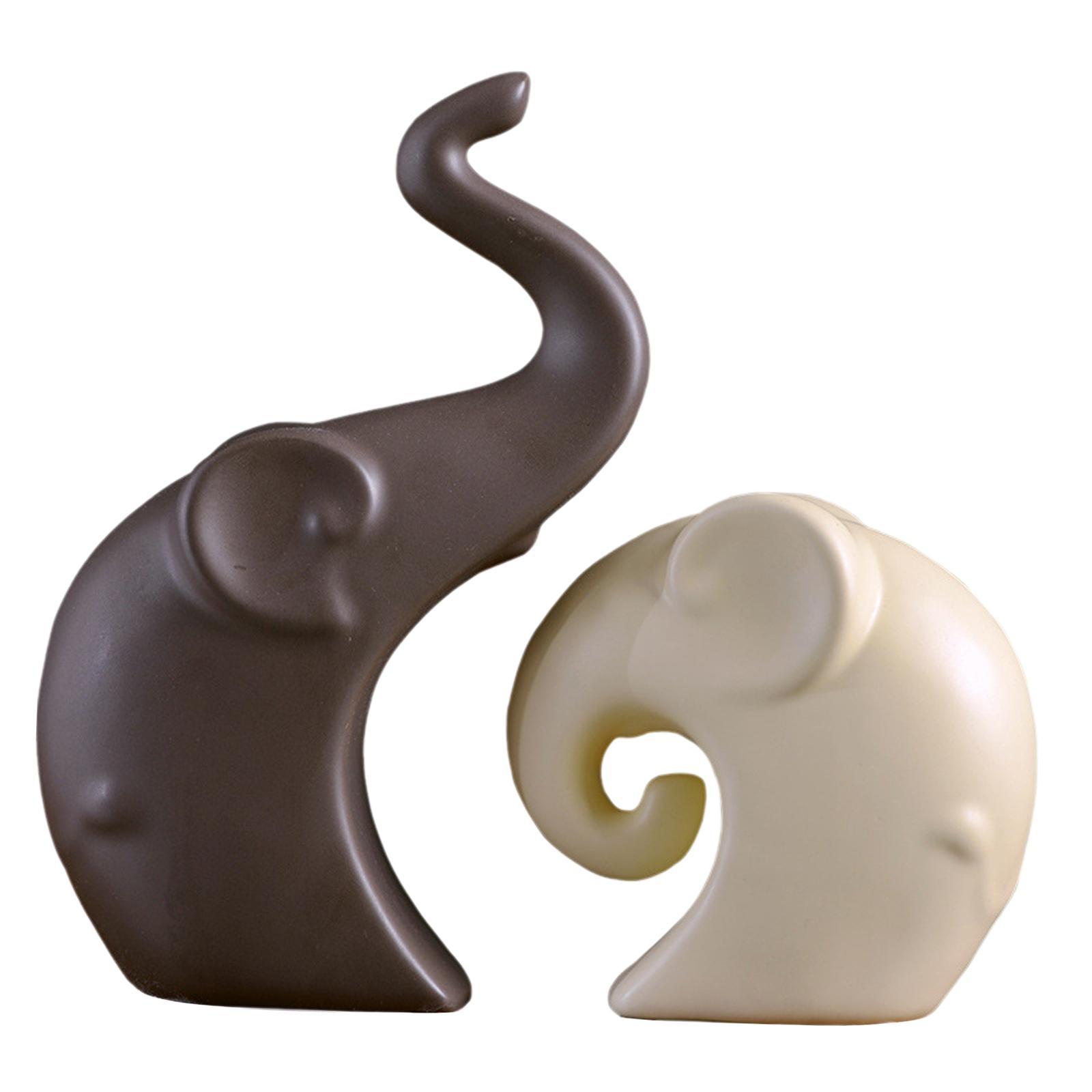

2 Pieces Couple Elephant Statues Collection Table Centerpiece Animal Sculptures for Living Room Office Bedroom Shelf Fireplace коричневый