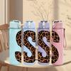1PC Leopard Print Letter S Monogram 750ml Color Plastic Sports Water Bottle Leakproof Flip Straw Lid Suitable for Sports Office Home Use