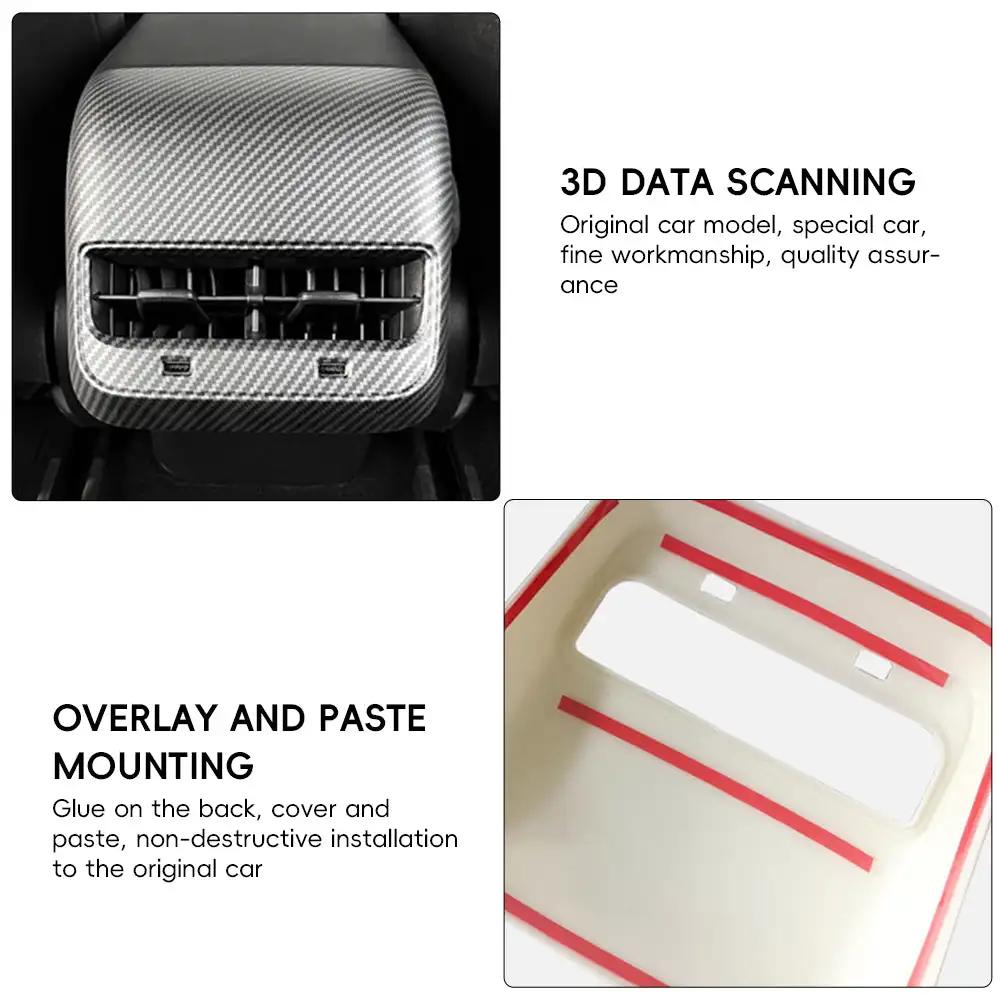 For Tesla Model 3 2017-2024 Model Y 2019-2024 Car Rear Air Vent Outlet Cover Auto Interior Trim Sticker Back Exhaust Vent Cover