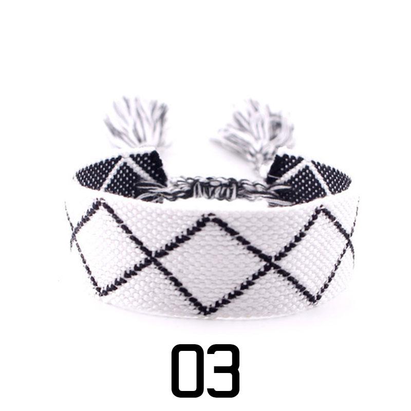 Women Fashion Jewelry Gift Colorful Decorative Pattern Embroidered Handmade Woven Bracelet Bohemian