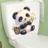 Cute Cartoon Panda with Sunflowers Toilet Sticker Self-Adhesive Removable for Bathroom Home Decor