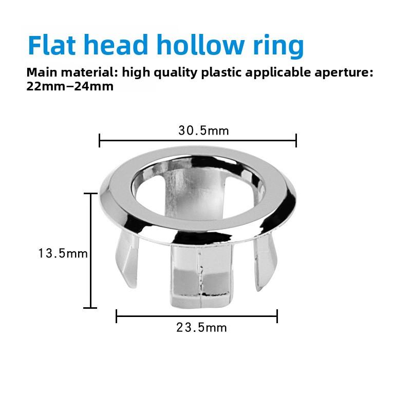1pcs Dresser Sink Overflow Cover Ceramic Bathroom Container Kitchen Basin Decorative Round Insert Hole Silver ABS Plastic 30MM
