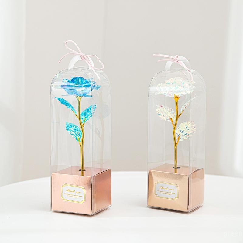 Golden Foil Rose Exquisite PVC Box Set Eternal Rose Flower Valentine's Day Surprise Gift Mother's Day Women's Day Gifts