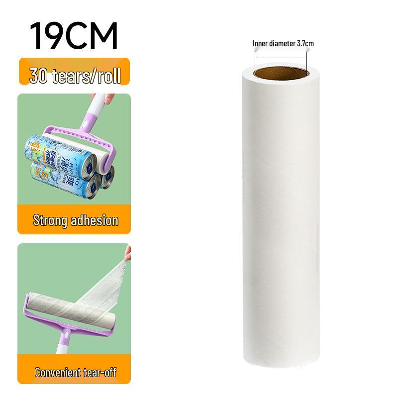 Long Handle Lint Roller with Large Sticky Brush for Bed, Floor, and Hair Cleanup - Tear-Off Paper Replacement Included.
