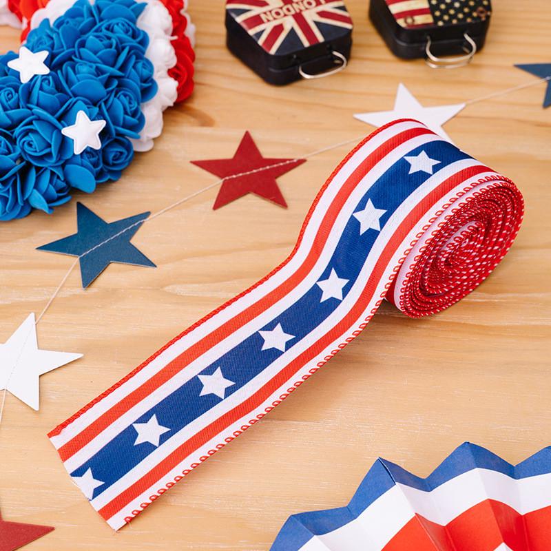 Independence Classic Day Celebration Decor American Fabric Ribbons In Red White And Hues Blue