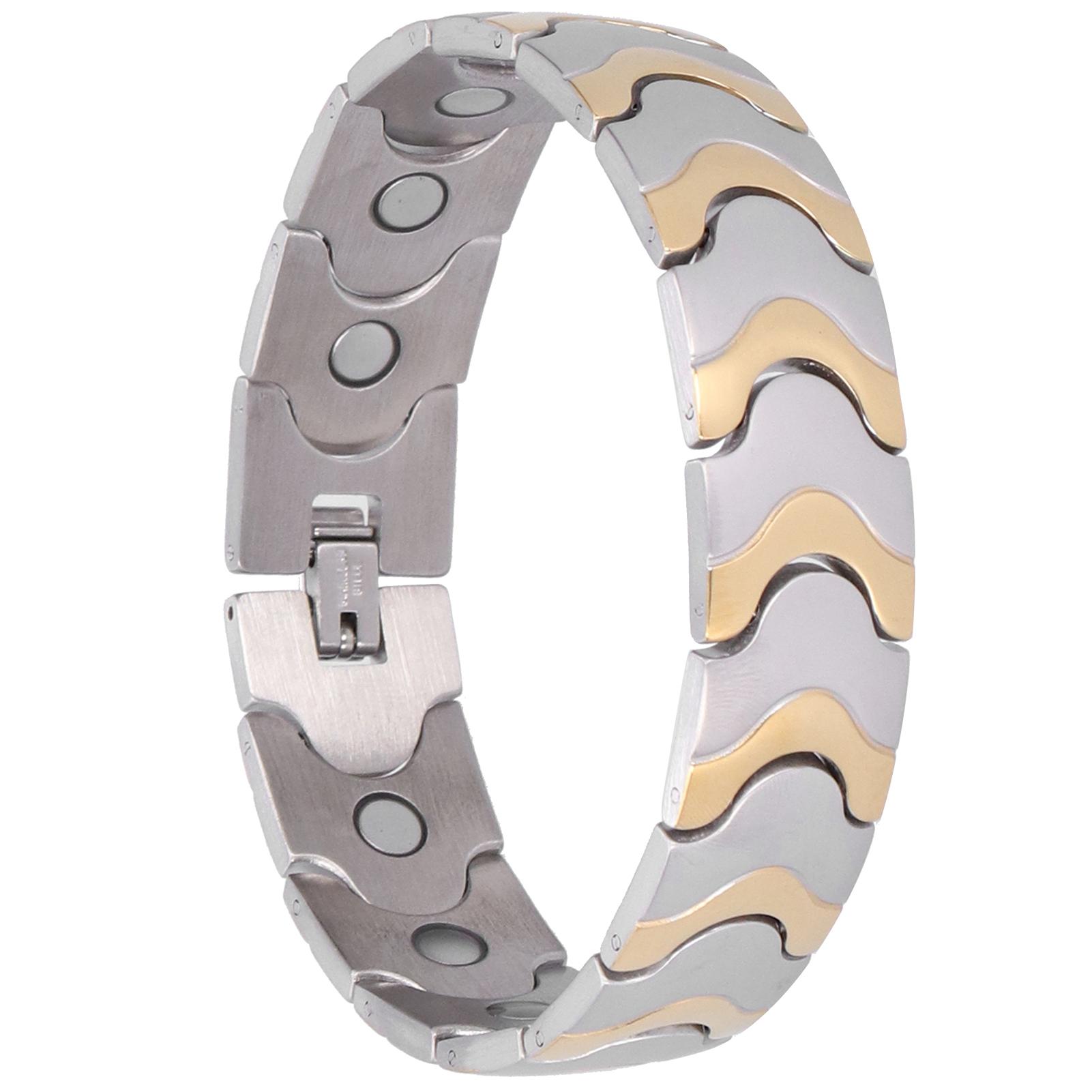 

Магнітний Браслет Однорядний 2-колірний Тітанова Сталь Ювелірні Аксесуари Подарунки Вироби 1.6 см ШиринаСріблястий срібний