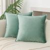 Throw Pillow Covers 16x16 Set Of 2 Velvet Decor Decorative Couch Cushion Pillowcases With Fringe Home Bed Decoration For Sofa Bedroom