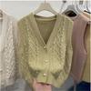 Spring and Autumn Women's V-neck Knitted Cardigan Vest Women's Outerwear Small Tank Top