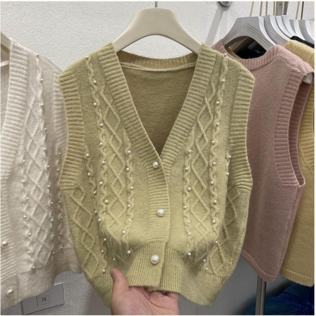 Spring and Autumn Women's V-neck Knitted Cardigan Vest Women's Outerwear Small Tank Top
