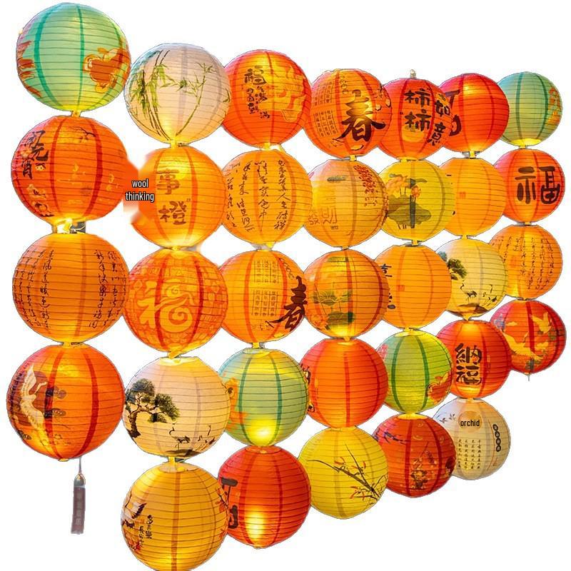 Mid-Autumn Festival National Day Luminous Paper Lanterns: Decorative Chinese Palace Lanterns with Riddles