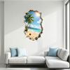 Yousheng 3D Broken Wall Ocean View Sticker, Coconut Tree Beach Decorative Decal, Waterproof Peel-And-Stick Wall Art for Living Room, Bedroom,
