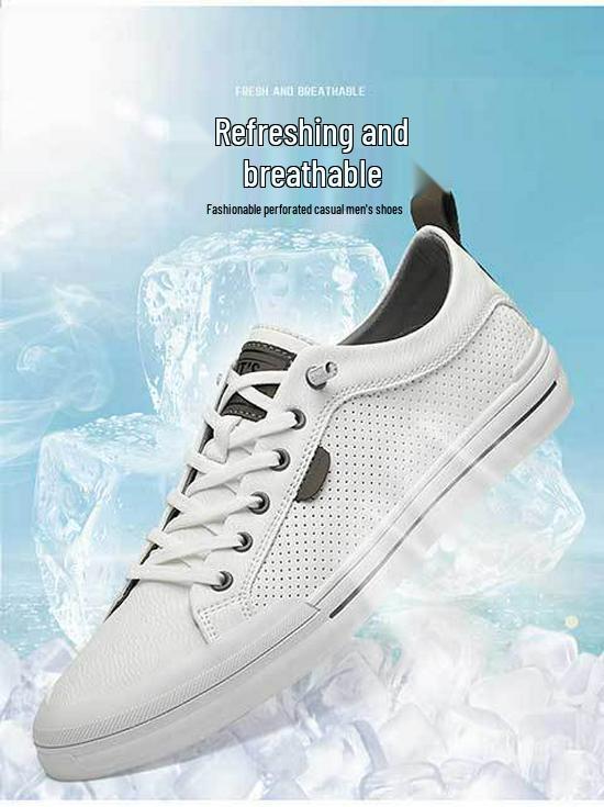 Men's Trendy Autumn Leather Slip-On Sneakers - High-End & Versatile White Sports Shoes