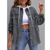 Damska Jeansowa Kurtka z Kapturem Luźny Krój Oversize Streetwear Długi Rękaw Z Efektem Zniszczenia