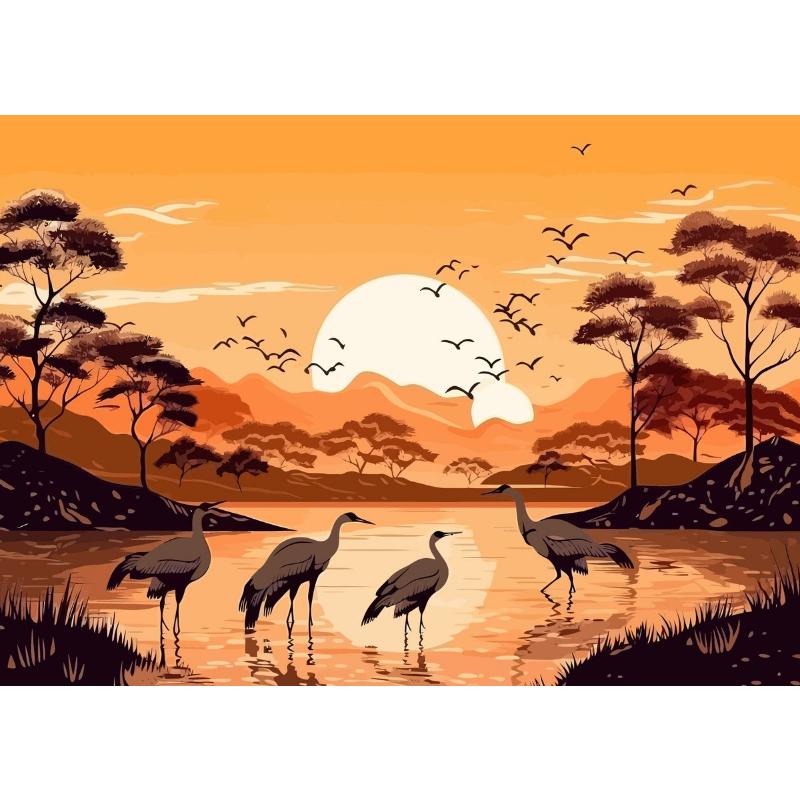 Chinesische Landschaft Paar Vögel Wald Berg Fluss Koi Karpfen Fisch Kunst Poster Drucke Leinwand Malerei Wandkunst Bild Heimdekor