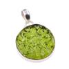 Natural Natural Moldavite Gemstone 925 Solid Silver Two Tone Pendant 1.25" H0l01
