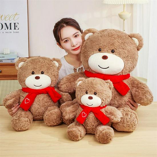 Heart-Shaped Scarf Teddy Bear Plush Toy: Adorable Cartoon Doll - Perfect Birthday Gift for Kids