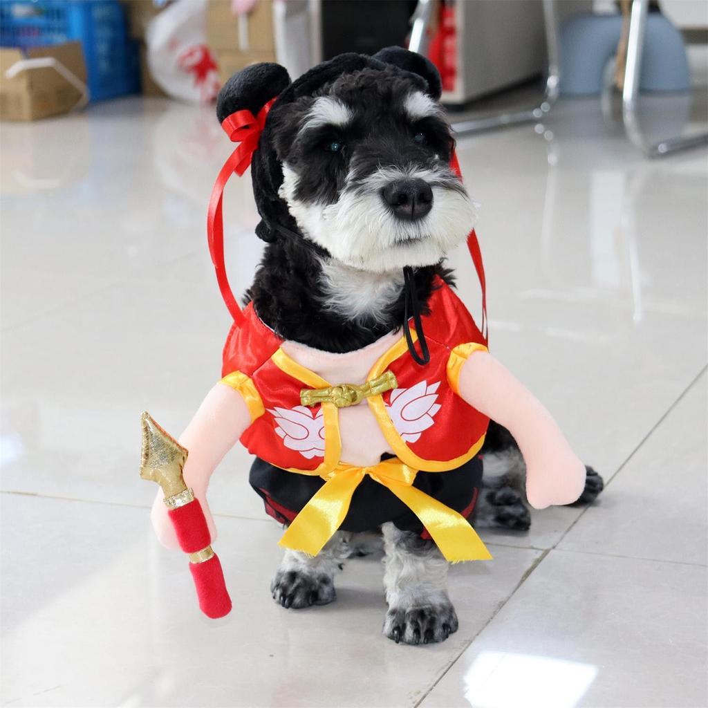 Deadly Doll Pet Costume: Halloween Dog Outfit with Knife Dagger for Puppies