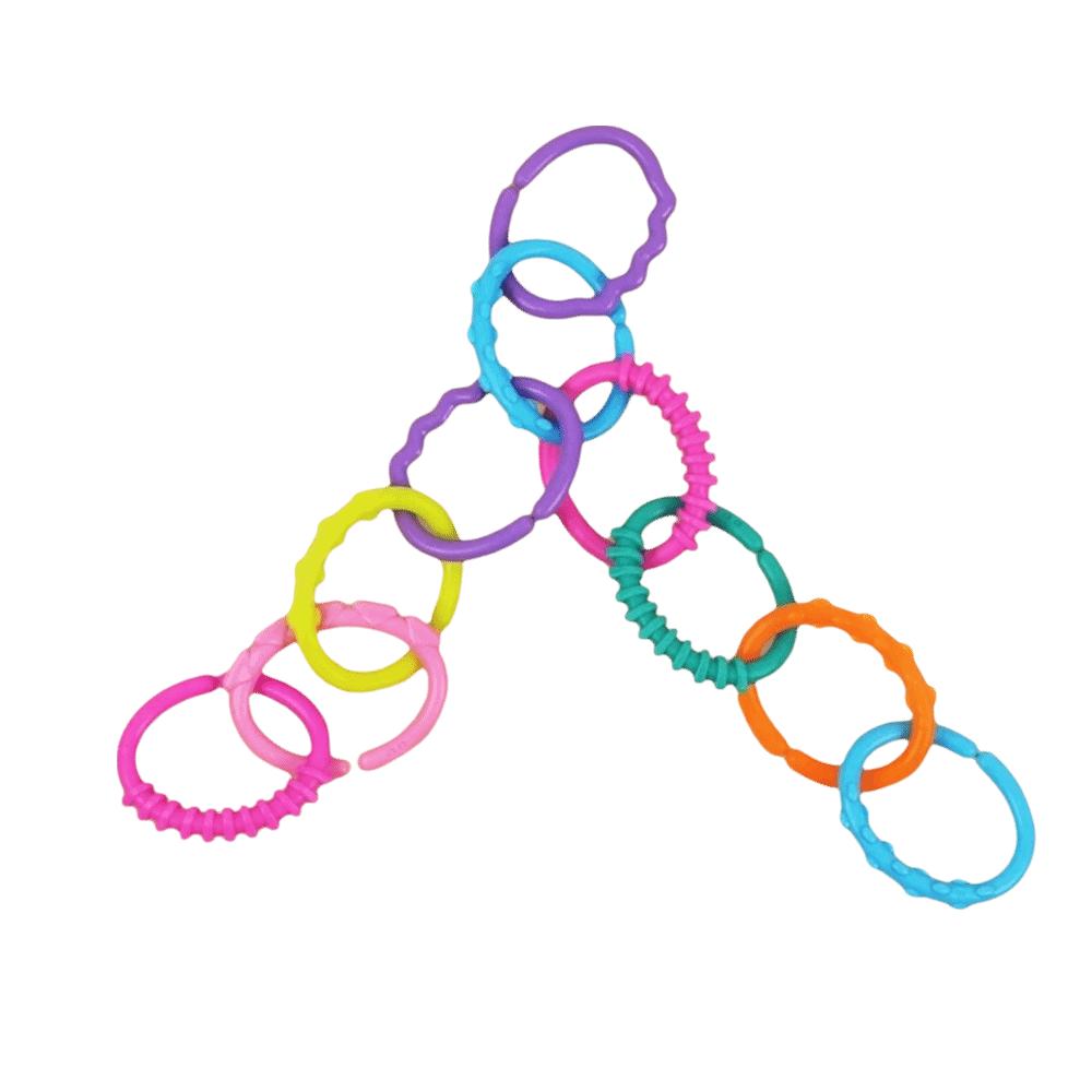 10PCS Rainbow Color Rainbow Hanging Ring Stroller Attachment  Babies And Toddlers Stroller 10PCS