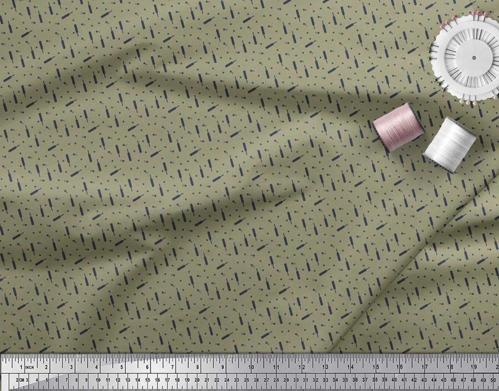 Soimoi Japan Crepe Satin Fabric Cricket Bat & Ball Shirting Print Sewing Fabric metre 42 Inch