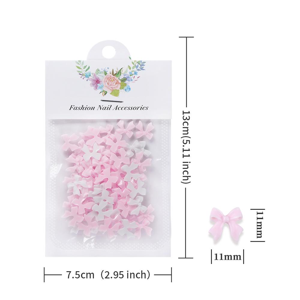 50pcs/bag Pink White Ribbon Bow Nail Charms Korean Red Parts Nail Art Tie Decoration Kawaii Accessories Manicure Design Supplies