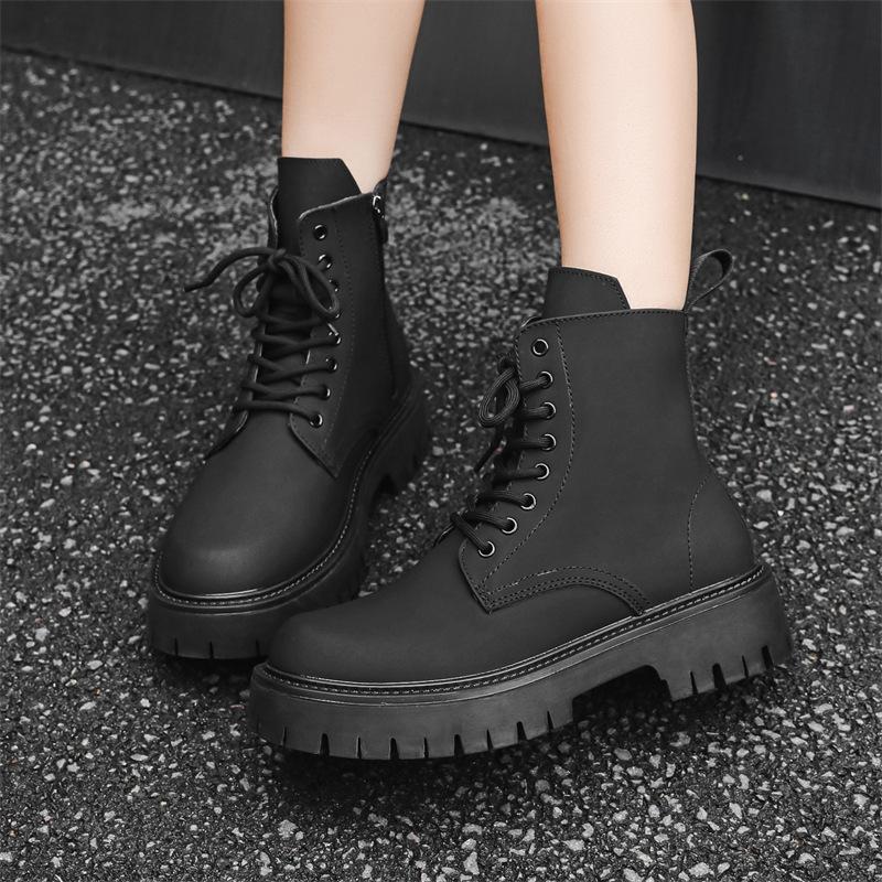 Martin boots couple high-top side zipper thick-soled British style long-tube locomotive carbon black Mickey boots 3303-T
