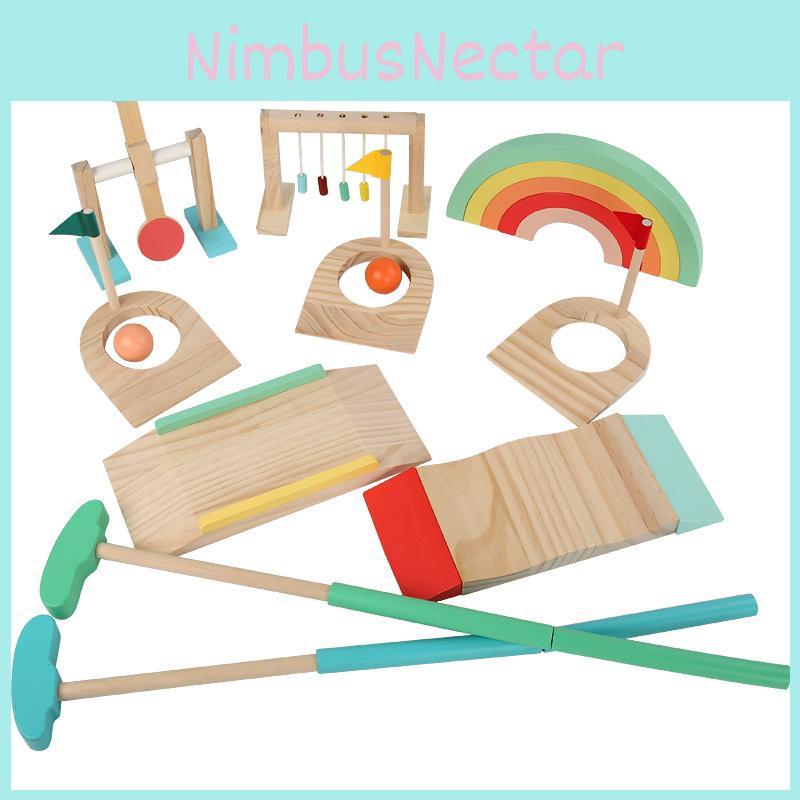 Kids Wooden Mini Golf Toy With Balance Features For Family Interactive Fun