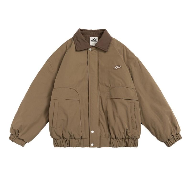 Mens Winter Loose Fit Lapel Cotton Padded Jacket Casual Warm Workwear Outerwear
