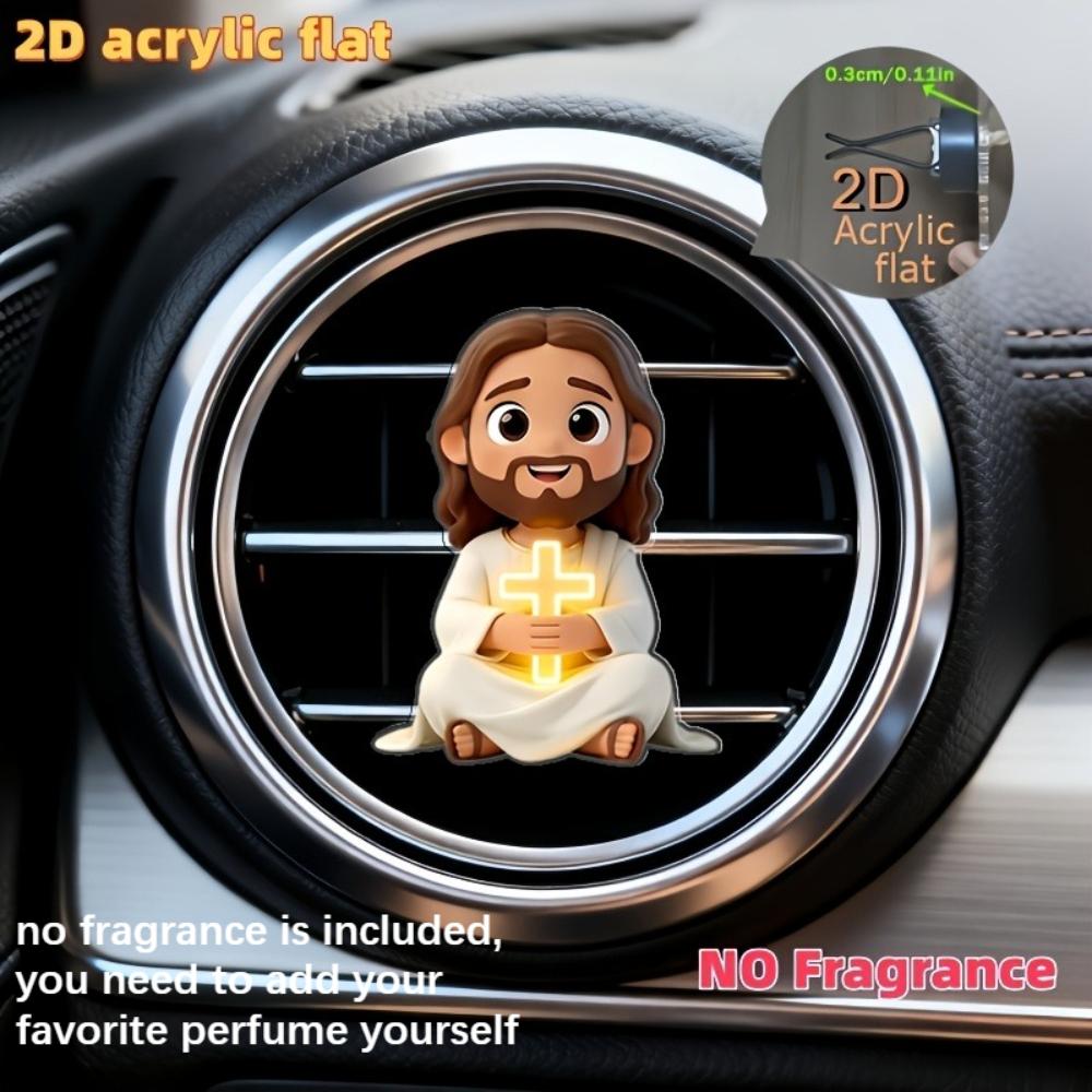 

2D flat prayer car vent clip decorative diffuser (fragrance not included), car interior decoration, aromatherapy clip, ideal for holiday gifts 6CM
