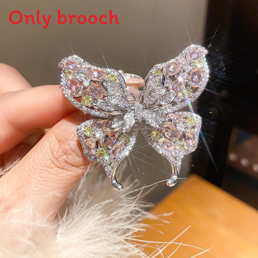 Animal Butterfly Gold Plated Zirconia Brooch For Womens Fashion And Gift