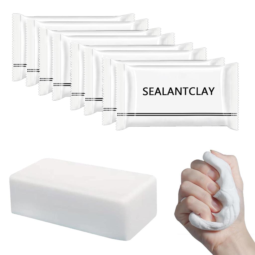 Waterproof Duct Seal Repair Sealing Clay 8 Pack White Moldable Silicone Putty, Quick Mending Mud for Pipe Connection, Wall Hole