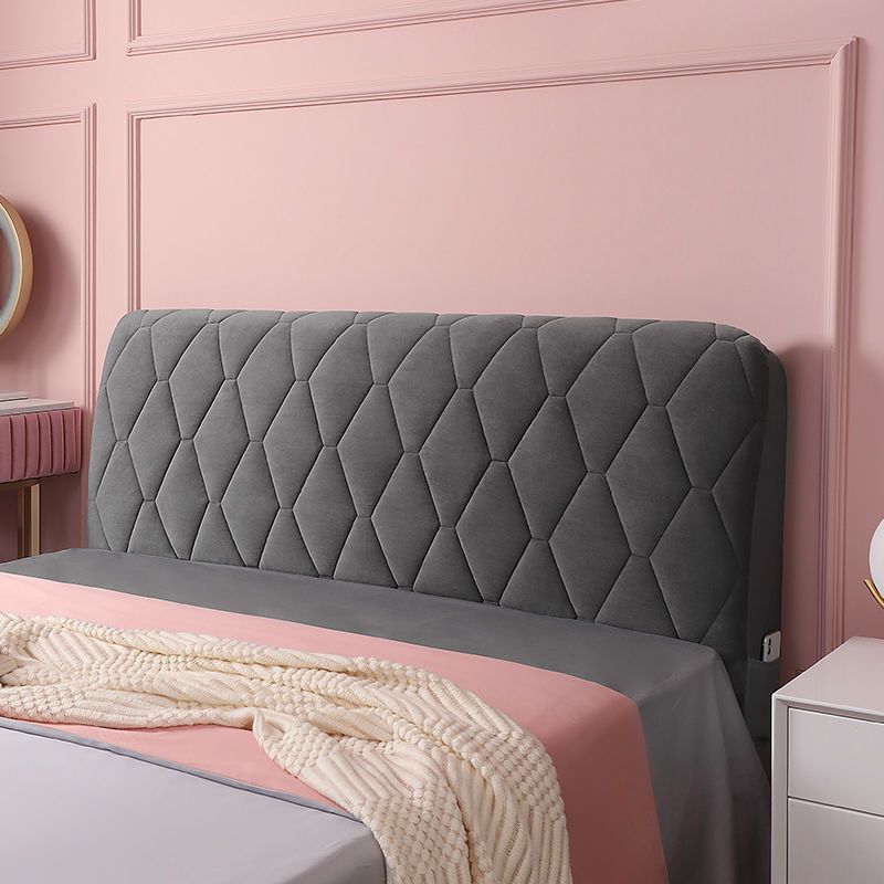 All-inclusive Super Soft Smooth Quilted Head Cover Thicken Velvet Headboard Cover Solid Color Bed Back Dust Protector Cover