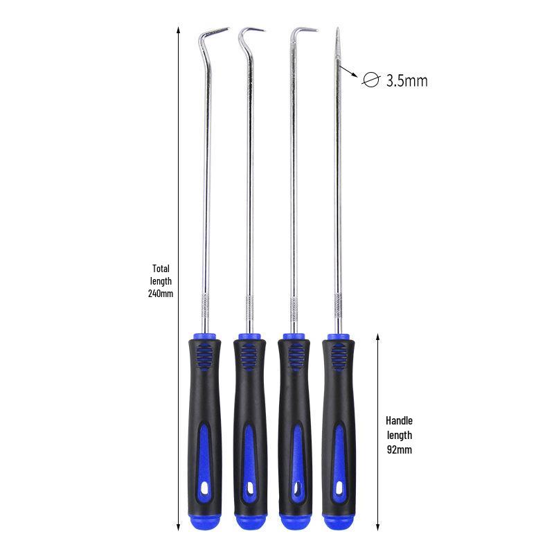 Extended Length Car Seal Hook & Screwdriver Set - 4 Pieces for Tire Repair and Sealing Ring Removal