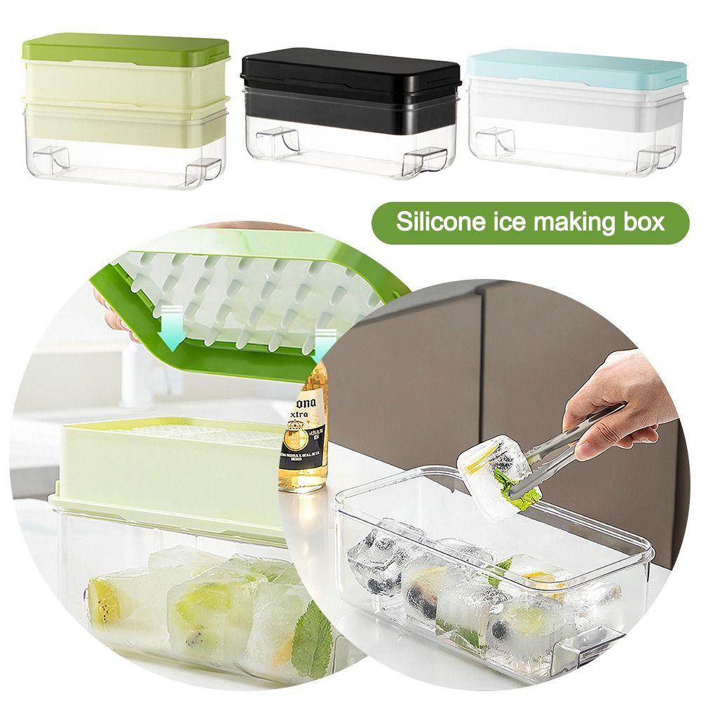 Portable Bar Gadget Ice Cube Tray Press Design Silicone Material Ice Maker Mould 8Grids Ice Mold Box Kitchen Accessories