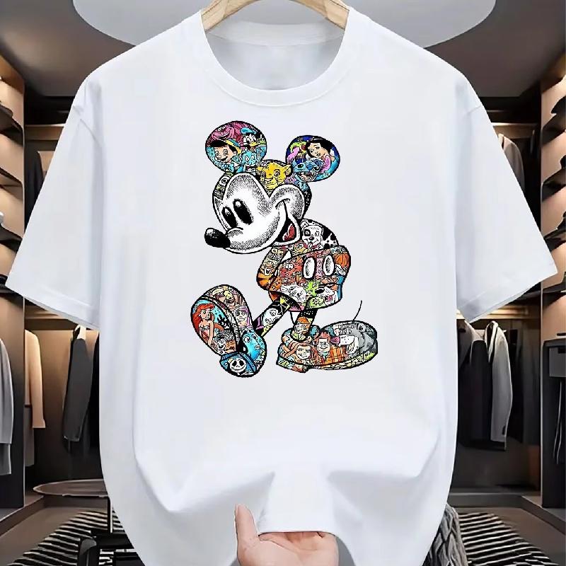 

202526 Summer Mickey Minnie Mouse 100 cotton printed Tshirt Unisex Short Loose BreathableLeisureShort sleeves 4XL