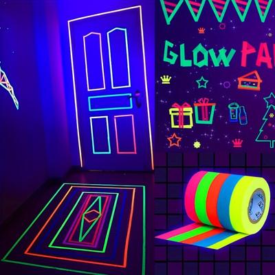 5pcs/Set UV Gaffer Fluorescent Tape Blacklight Reactive Glow In The Dark Tape Neon Cloth Tape Home Room Party Decoration