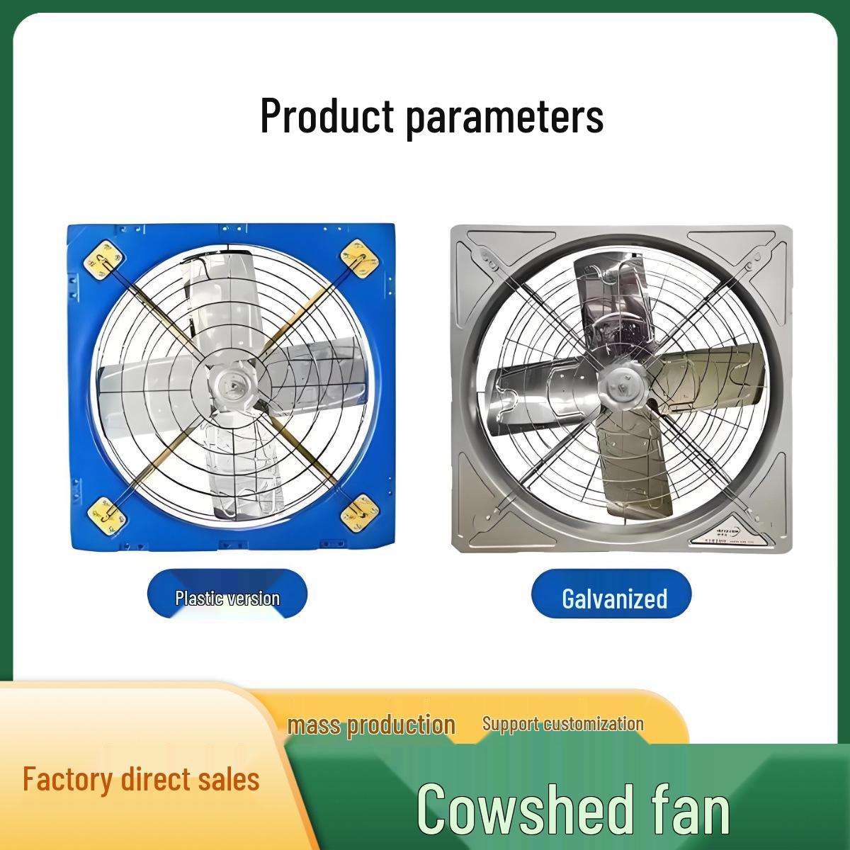 Livestock Cow Shed Cooling Fan - High Volume Ventilation for Farms Galvanized Blade