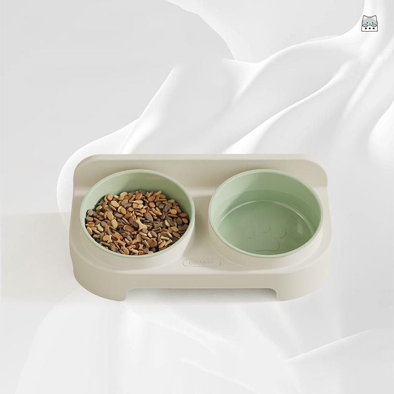 Slanted Double Bowl Cat Food Basin Non-Slip Anti-splash Removable Eco-Friendly PP Pet Food Water Bowls Comederos Para Perros