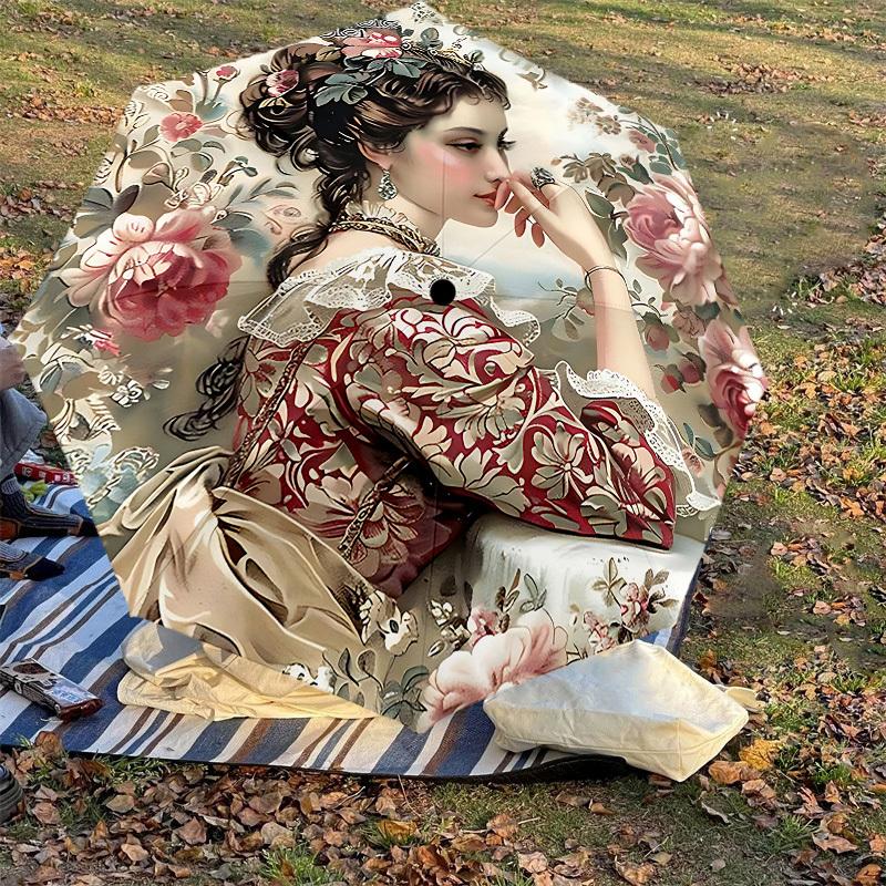 1PC Floral pattern, Victorian dress Umbrella-8-Rib Reinforced, Automatic Open, Lightweight & Durable, Cute Fashion Accessory for Outdoor, Beach, or Ca