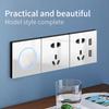 White Glass Panel Switch Button Surround Indicator Light EU UK Standard Circular Reset Switch Socket Office Home Villa Hotel