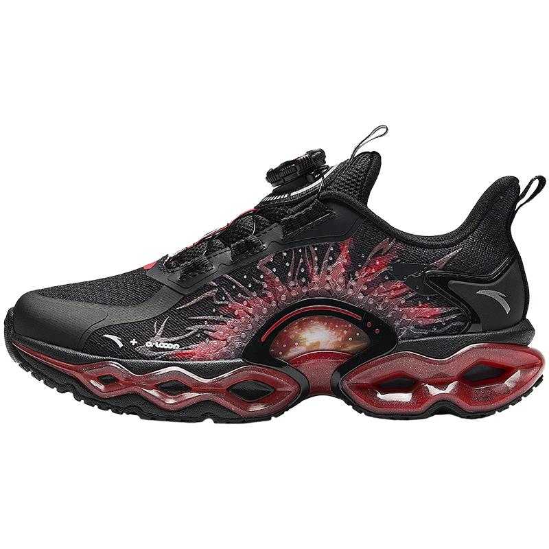 Anta Kids Energy Ring 10.0 No-Tie Rotating Buckle Rebound Lightweight Shock Absorption Low-Top Running Shoes Kids running shoes Black Red 312445588-4