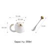 Süße Katze Kaffeetasse Geschenke für Katzenliebhaber Keramiktasse Neuheitstasse mit Deckel und Löffel Weihnachts-Geburtstagsgeschenke Geschenk für Kinder