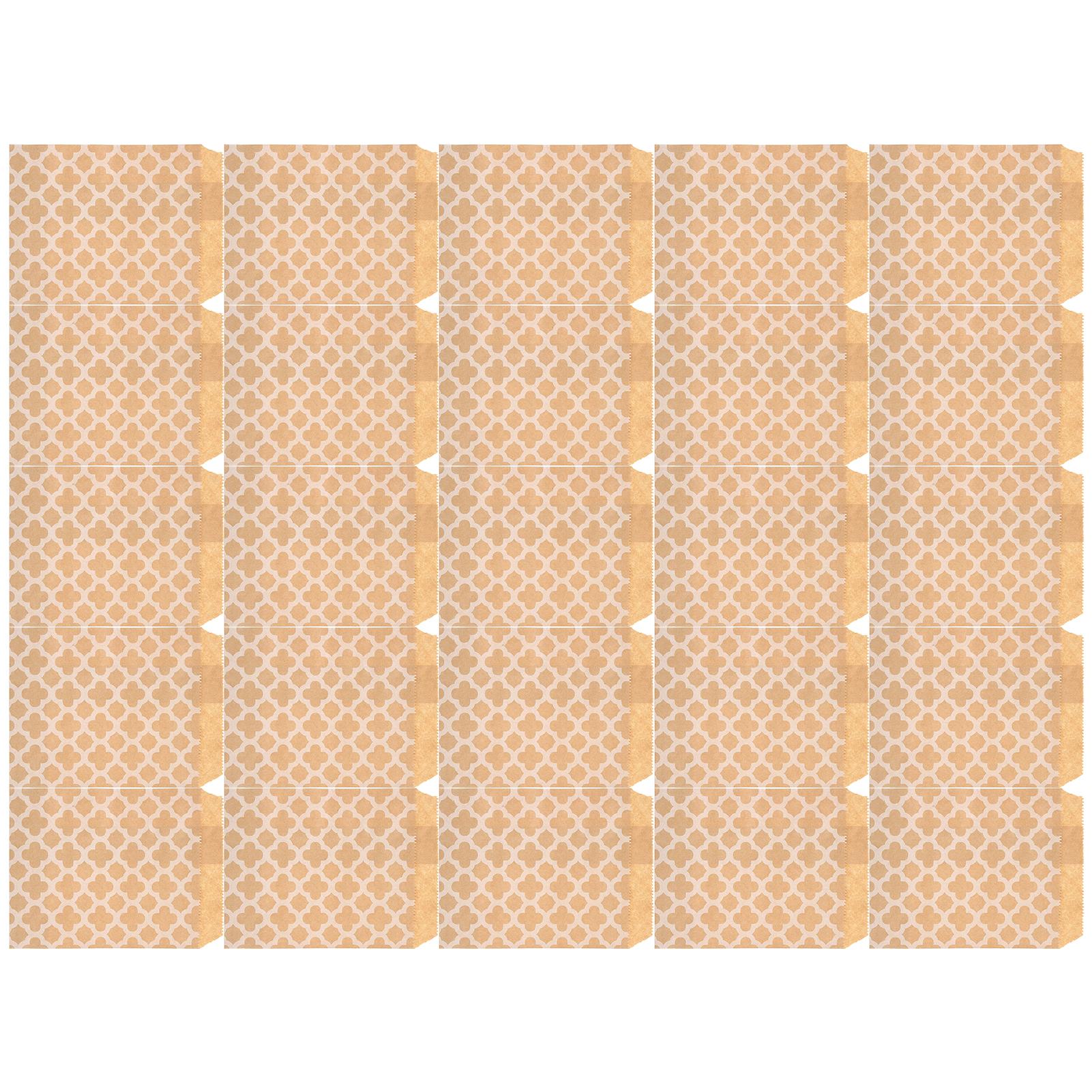 

25Pcs Food Bag Foldable Kraft Paper Bag Pouch Packaging for Candy Nuts Cookies SnacksCrossed Flower