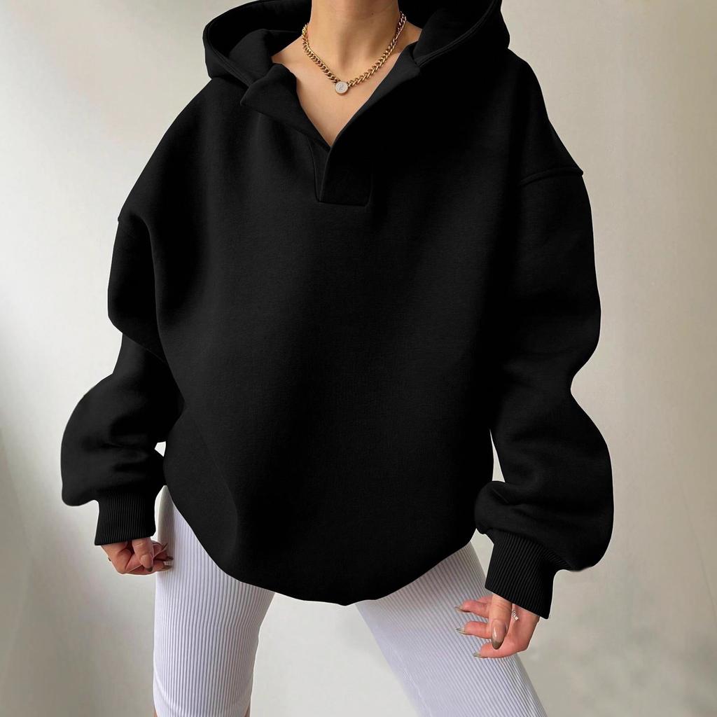Women's Hooded Neck Long Sleeve Oversized Casual Hoodie Sweatshirt