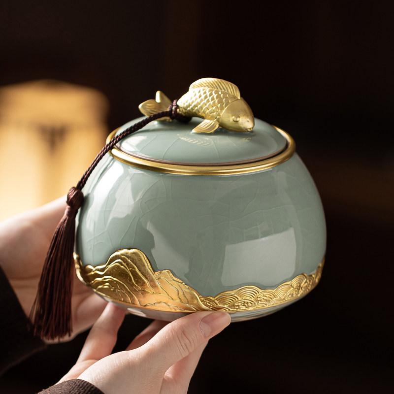 Ge Kiln Ceramic Sealed Tea Can for Home - Chinese Style High-End Tea Storage for Pu'er & White Tea