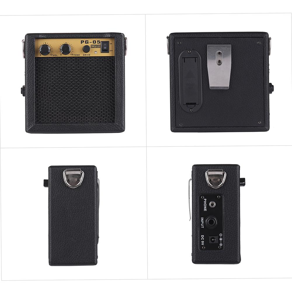 Wooden Mini Guitar Amplifier Amp Speaker 5W with 6.35mm Input 3.5mm Headphone Output Supports Volume Tone Adjustment